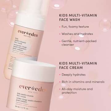 Evereden Kids Happy Face Duo: Vegan Multi-Vitamin Face Wash & Cream Set for Ages 3+