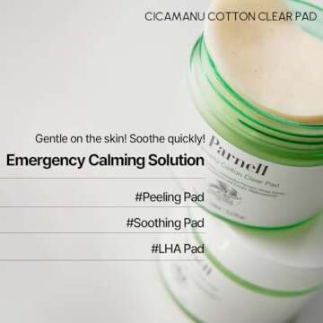 Parnell Cicamanu Cotton Clear Pad - Daily Exfoliating & Soothing Biodegradable Pads for Acne-Prone S...