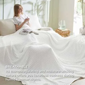 Bedsure Cooling Waffle Blanket - Lightweight, Breathable, King Size