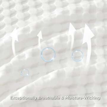 Bedsure Cooling Cotton Waffle Oversized King Blanket - Lightweight Breathable Blankets Rayon Derived from Bamboo for Hot Sleepers, Luxury Throws for Bed and Sofa, White, 120x96 Inches