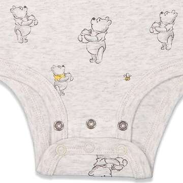 Disney Winnie the Pooh Newborn Baby Boys 3 Pack Bodysuits 3-6 Months
