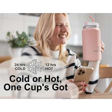 DLOCCOLD 50 oz Tumbler with Handle and Straw Lid, Insulated Stainless Steel Large Travel Mug, Double...