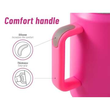 DLOCCOLD 50 oz Tumbler with Handle and Straw Lid, Insulated Stainless Steel Large Travel Mug, Double Wall Water Bottle, Reusable Mug, Gift for Men Women