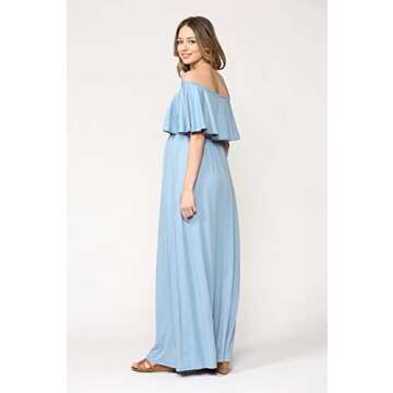 Elegant Off Shoulder Maxi Dress for Maternity Photoshoots