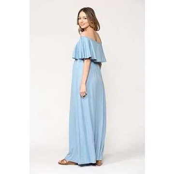 Elegant Off Shoulder Maxi Dress for Maternity Photoshoots