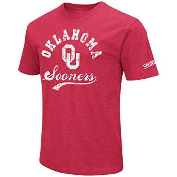NCAA Colosseum Men's Vintage Retro Dual-Blend T-Shirt-Oklahoma Sooners-Crimson-Large