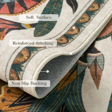 Elegant Egypt Floral Washable Runner Rug - Perfect Decor