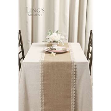 Elegant Ling's Moment Burlap Table Runner for Farmhouse Decor