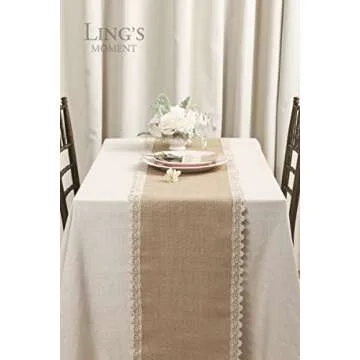 Elegant Ling's Moment Burlap Table Runner for Farmhouse Decor