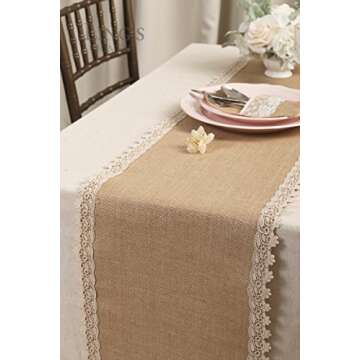 Elegant Ling's Moment Burlap Table Runner for Farmhouse Decor