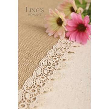 Elegant Ling's Moment Burlap Table Runner for Farmhouse Decor