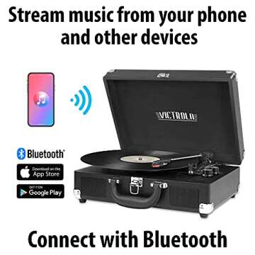 Victrola Vintage 3-Speed Bluetooth Portable Suitcase Record Player with Built-in Speakers | Upgraded...
