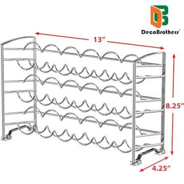Deco Brothers Spice Rack Stand holder with 18 Bottles and 48 Labels, Chrome