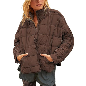 Bianstore Women's Oversized Splice Quilted Lightweight Puffer Jacket - Stylish Outerwear  