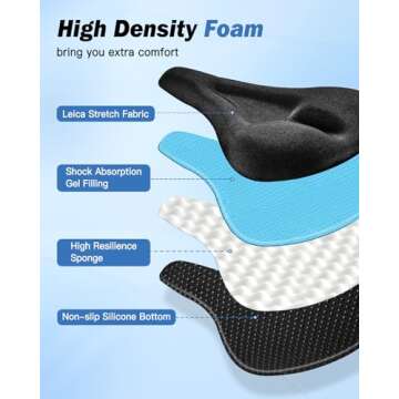 Zacro Bike Seat Cushion - Gel Padded Bike Seat Cover for Men Women Comfort, Extra Soft Exercise Bicy...