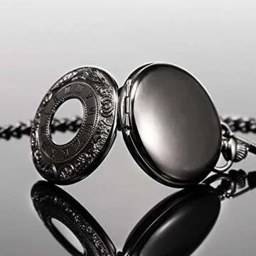 TREEWETO Mechanical Personalized Engraved Pocket Watch Skeleton Double Cover Roman Numerals Dial Personalized Gift with Box and Chain for Men Gift for Dad Son