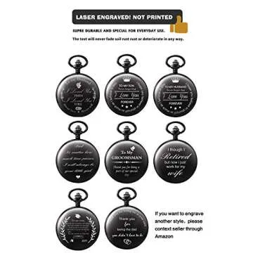 TREEWETO Mechanical Personalized Engraved Pocket Watch Skeleton Double Cover Roman Numerals Dial Personalized Gift with Box and Chain for Men Gift for Dad Son