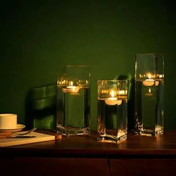 Diamond Star Tall Square Vase Home Decorative Flower Glass Vase Wedding Party Table Centerpieces (4"×4"×10") Clear