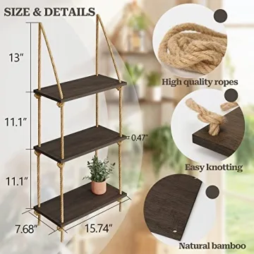 Stylish BAMFOX 3-Tier Hanging Wall Shelves