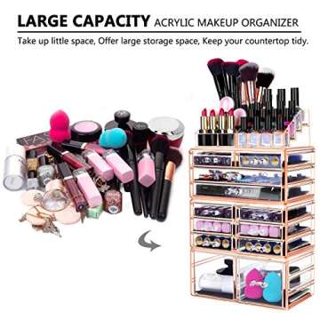 HBlife Acrylic Clear Dustproof Makeup Storage Organizer Drawers Large Skin Care Cosmetic Display Cas...