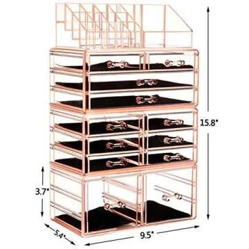 HBlife Makeup Organizer with 12 Stackable Drawers