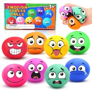 Stress Ball Fidget Squishy Toy: Emotion Sensory Dough Balls for Kids Adults - 8Pack Squeeze Ball Anx...