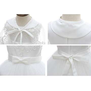 Silver Mermaid Baby Girls Christening Baptism Dress Satin and Tulle Baby Girl Dress for Flower Girl & Birthday(3M,White)