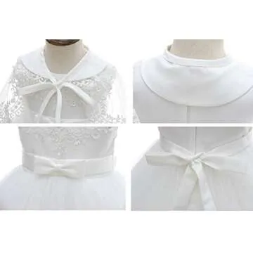 Silver Mermaid Baby Girls Christening Baptism Dress Satin and Tulle Baby Girl Dress for Flower Girl & Birthday(3M,White)