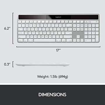 Logitech K750 Wireless Keyboard— Solar Recharging, Mac-Friendly, 2.4GHz Wireless - Silver
