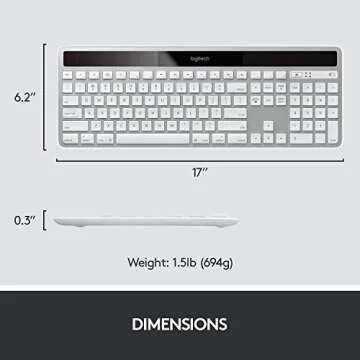 Logitech K750 Wireless Keyboard— Solar Recharging, Mac-Friendly, 2.4GHz Wireless - Silver