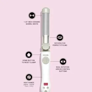 Beachwaver S1.25 Rotating Curling Iron - Automatic 1.25 Inch Ceramic Curling Iron - Easy-to-Use Spinning Wand for Long-Lasting Waves - Auto-Shut Off, Travel-Friendly, Dual Voltage in White