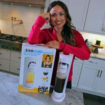 Drinkmate OmniFizz Sparkling Water and Soda Maker, Carbonates Any Drink, with 3oz CO2 Test Cylinder (Classic White)