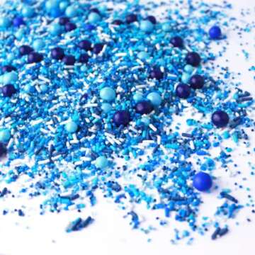Blue Ombre Sprinkle Mix| Made In USA By Sprinkle Pop| Navy Blue White Blue Sprinkles| Undersea Themed Sprinkles For Decorating Boy Gender Reveal And Father’s Day Birthday Cakes Cookies Cupcakes, 2oz