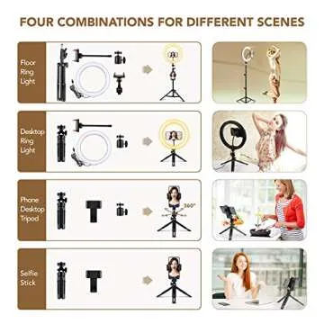 GIM 10 Inch Led Ring Light with Tripod Stand Upgraded,Dimmable Selfie Ring Light 3 Color Modes and 10 Brightness, USB Powered for Tiktok Makeup Live Streaming Video Camera YouTube Lighting