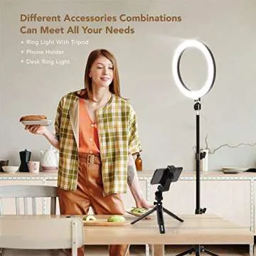 GIM 10 Inch Led Ring Light with Tripod Stand Upgraded,Dimmable Selfie Ring Light 3 Color Modes and 10 Brightness, USB Powered for Tiktok Makeup Live Streaming Video Camera YouTube Lighting