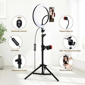 GIM 10 Inch Led Ring Light with Tripod Stand Upgraded,Dimmable Selfie Ring Light 3 Color Modes and 10 Brightness, USB Powered for Tiktok Makeup Live Streaming Video Camera YouTube Lighting