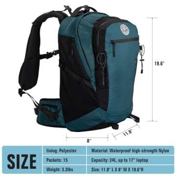 TKLoop Casual Laptop Backpack for Men and Women 24L Backpack Daypack with Wash Bag and Rainproof Cov...