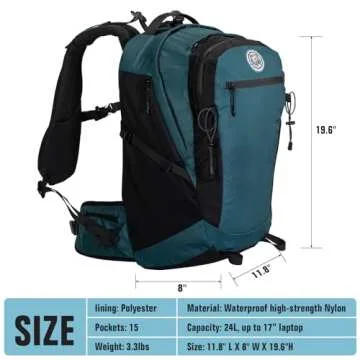 TKLoop Casual Laptop Backpack for Men and Women 24L Backpack Daypack with Wash Bag and Rainproof Cov...