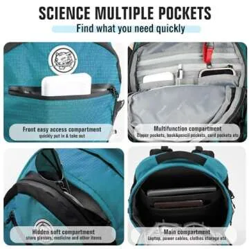 TKLoop Casual Laptop Backpack for Men and Women 24L Backpack Daypack with Wash Bag and Rainproof Cover up to 17 Inch Laptop Backpack for Travel,College,Daily use,Work,Commuter Business (Blue)