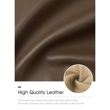 SANTINY Women's Faux Leather Pants High Waisted Straight Leg Cropped Ankle Trousers Vegan Matte Pleather Pants for Women Full Length(Brown_XS)