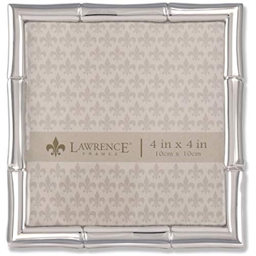 Lawrence Frames Bamboo Design Metal Frame - Elegant 4x4 Silver Frame for Any Décor