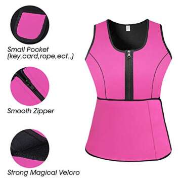 BFYTN Sweat Vest Waist Trainer for Women Weight Loss Neoprene Sauna Slimming Vest with Adjustable Waist Trimmer Belt Pink
