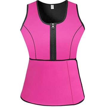 BFYTN Sweat Vest Waist Trainer for Women Weight Loss Neoprene Sauna Slimming Vest with Adjustable Waist Trimmer Belt Pink