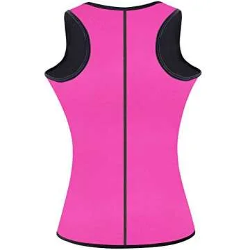 BFYTN Sweat Vest Waist Trainer for Women Weight Loss Neoprene Sauna Slimming Vest with Adjustable Waist Trimmer Belt Pink