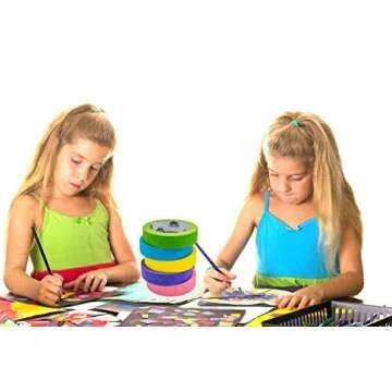 Colored Masking Tape Set Features 90' Roll of 1” Wide Craft Tape for Kids and Adults (5 Pack) (Tropical, Five Rolls)