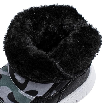 HOBIBEAR Boys Toddler Snow Boots Slip on Waterproof Warm Winter Shoes Outdoor(Camo Blue-Size 3.5 Toddler)