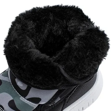 HOBIBEAR Boys Toddler Snow Boots Slip on Waterproof Warm Winter Shoes Outdoor(Camo Blue-Size 3.5 Toddler)
