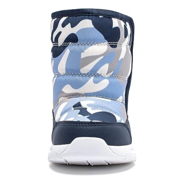 HOBIBEAR Boys Toddler Snow Boots Slip on Waterproof Warm Winter Shoes Outdoor(Camo Blue-Size 3.5 Toddler)