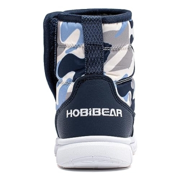 HOBIBEAR Boys Toddler Snow Boots Slip on Waterproof Warm Winter Shoes Outdoor(Camo Blue-Size 3.5 Toddler)