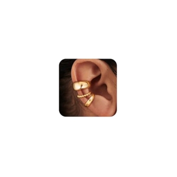 Moodear Chunky/Thin 3Pcs Ear Cuffs Non Piercing - Dainty 14K Gold Plated Cuff Hoop Huggie Earring Tr...